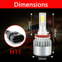 2x C6 H11 H9 H8 LED Headlight Bulb Kit Low Beam Fog Light 50W 6000K 5000LM