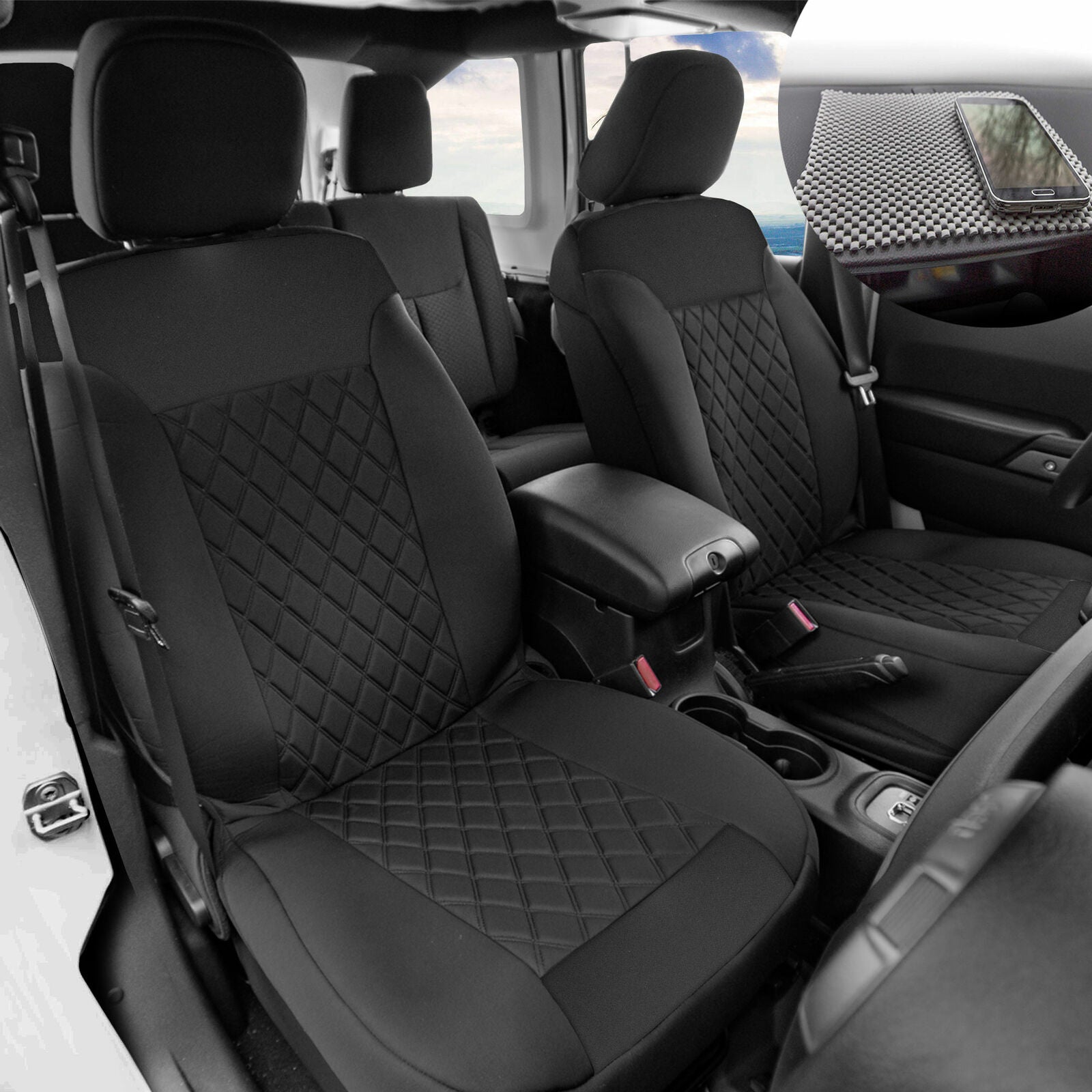 Front Bucket Seat Covers Neosupreme Auto Car SUV Black w/ Free Gift