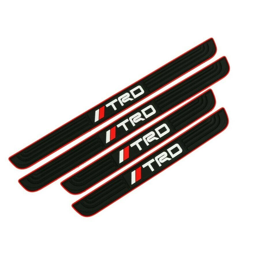X4 TRD Black Rubber Car Door Scuff Sill Cover Panel Step Protector