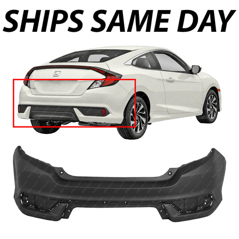 NEW Primered Rear Bumper Cover Replacement for 2016-2020 Honda Civic Coupe 16-20