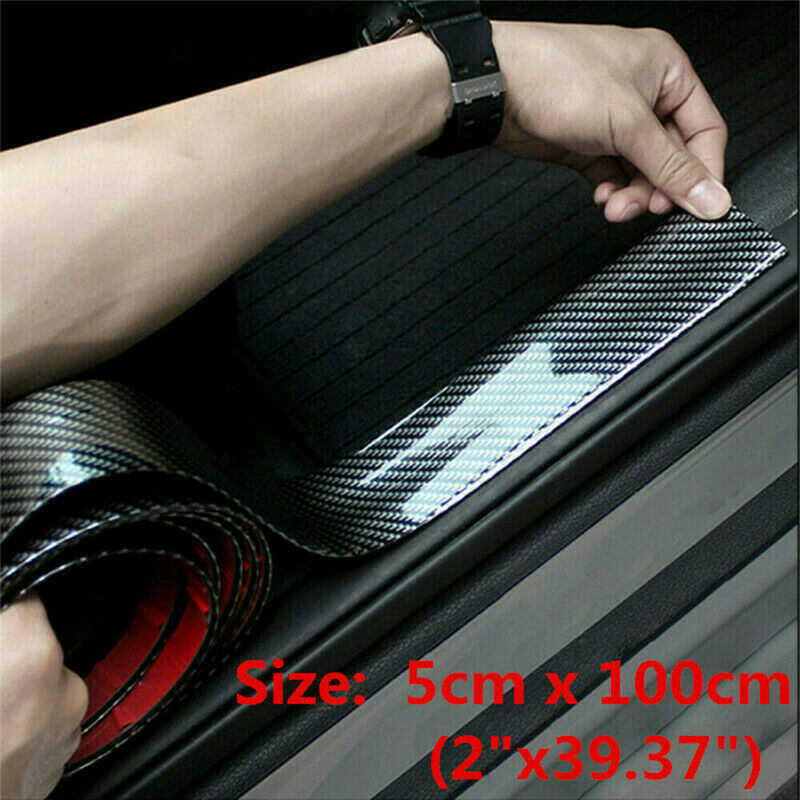 3D Accessories Carbon Fiber Car Interior Wrap Stickers Door Sill Anti Scratch