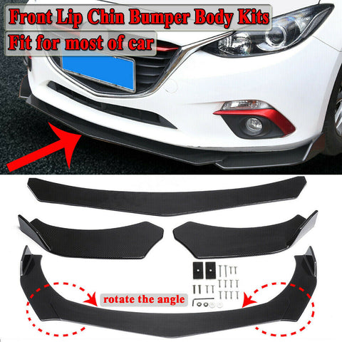 Carbon Fiber Look Universal Car Front Bumper Lip Chin Spoiler Splitters Body Kit