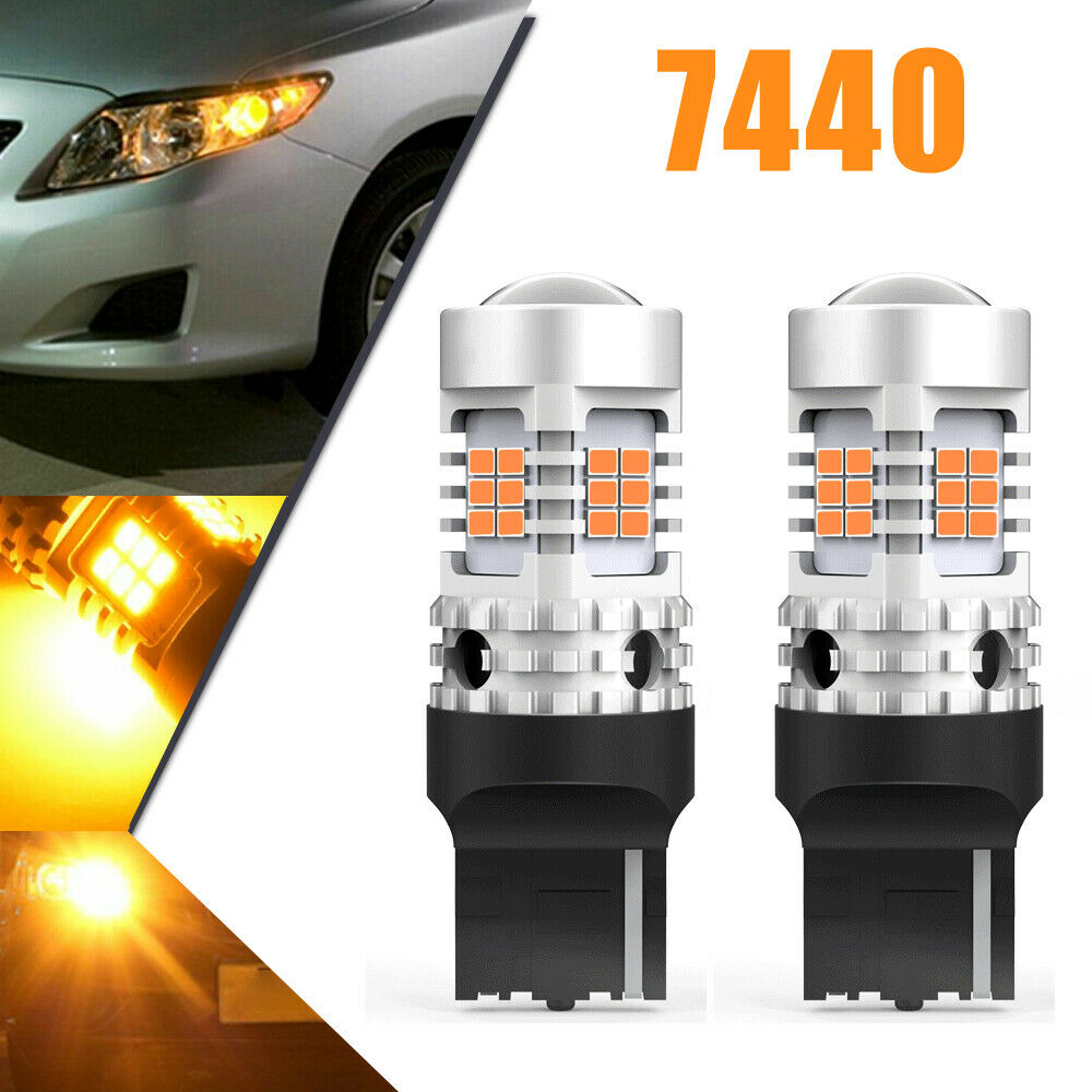 1Pair 7440 Amber Yellow LED Turn Signal Lights No Hyper Flash Canbus Error Free