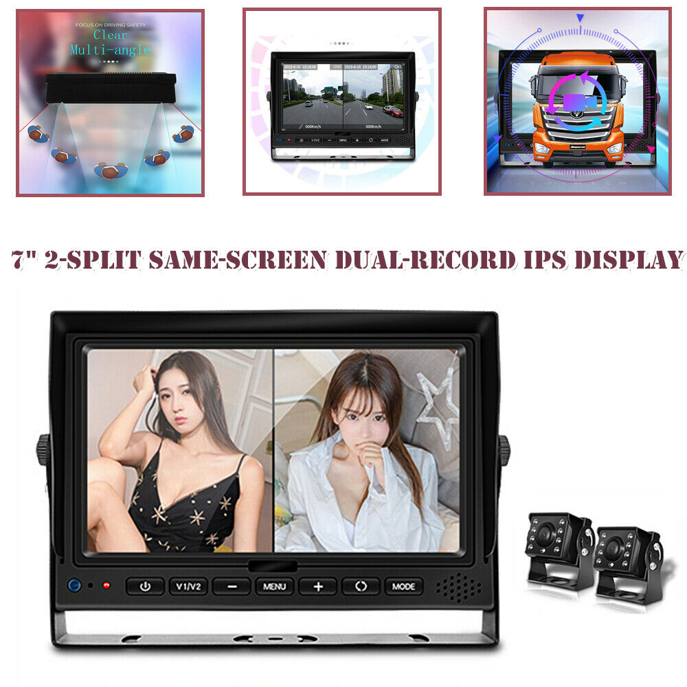 1080P Digital Wireless Backup Camera Reversing Split Monitor Record DVR Truck RV