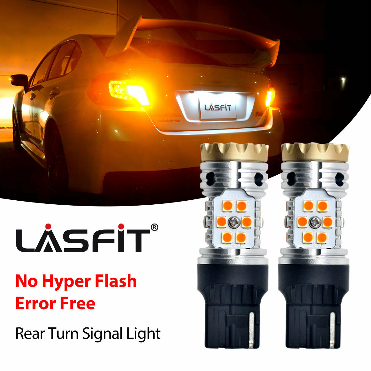 LASFIT 7440 Amber Yellow LED Turn Signal Lights No Hyper Flash Canbus Error Free