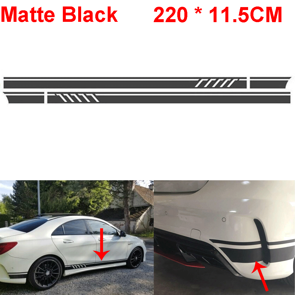 2 Matte Black Car Door Body Side Stripe Sticker Graphics Decal for Mercedes Benz