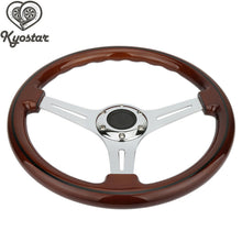 14inch Alloy Wood Grain Trim Classic Wooden Chrome Spoke Steering Wheel Wooden