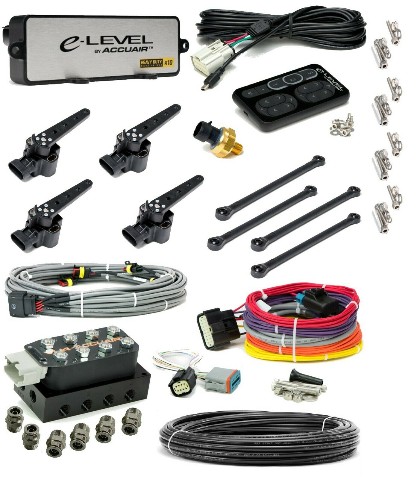 Accuair 3/8 AA-VU4 Manifold Air Valve E-Level Black Controller 50ft Hose preset