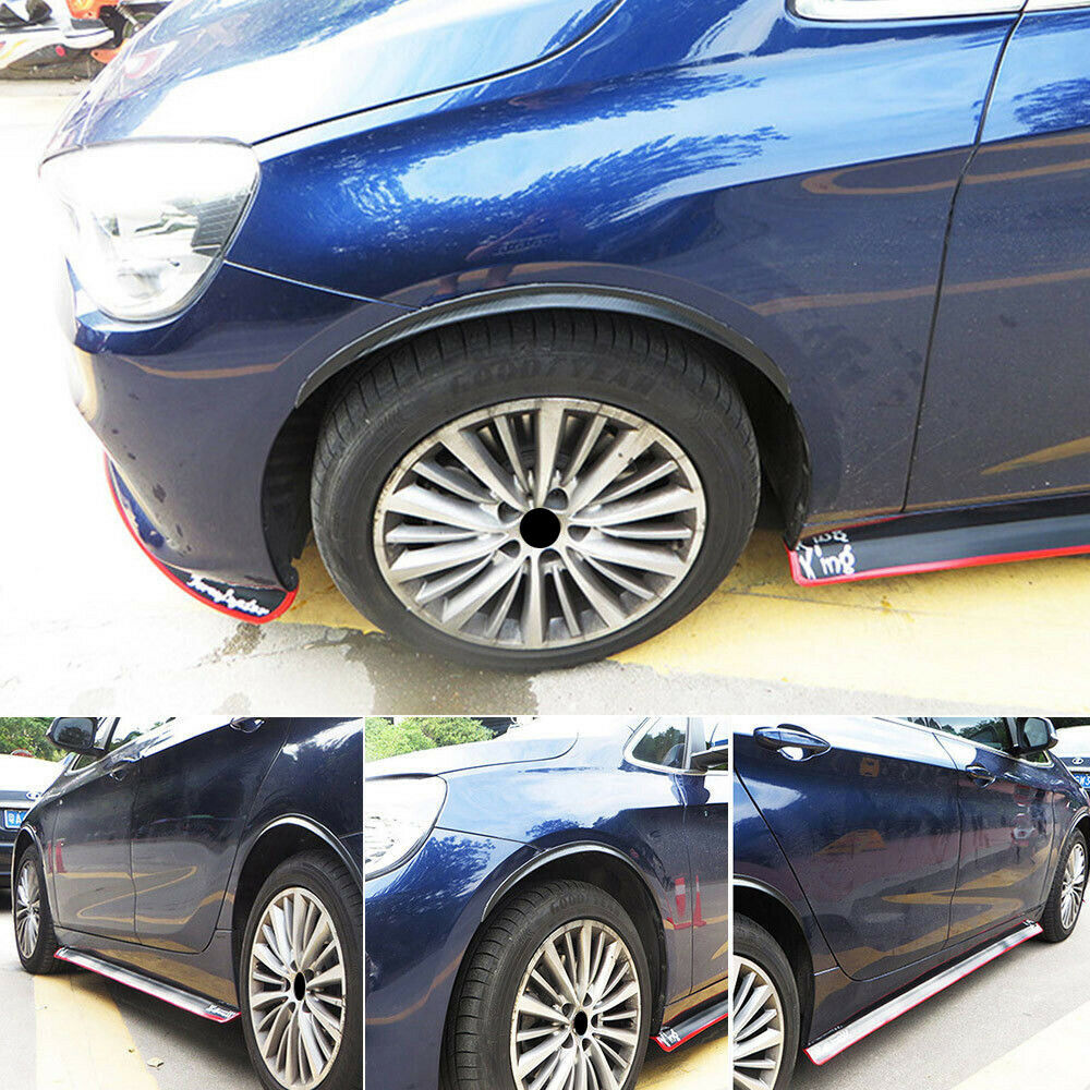 4 PCS Carbon Fiber Car Wheel Eyebrow Arch Trim Lips Strip Fender Flare Protector