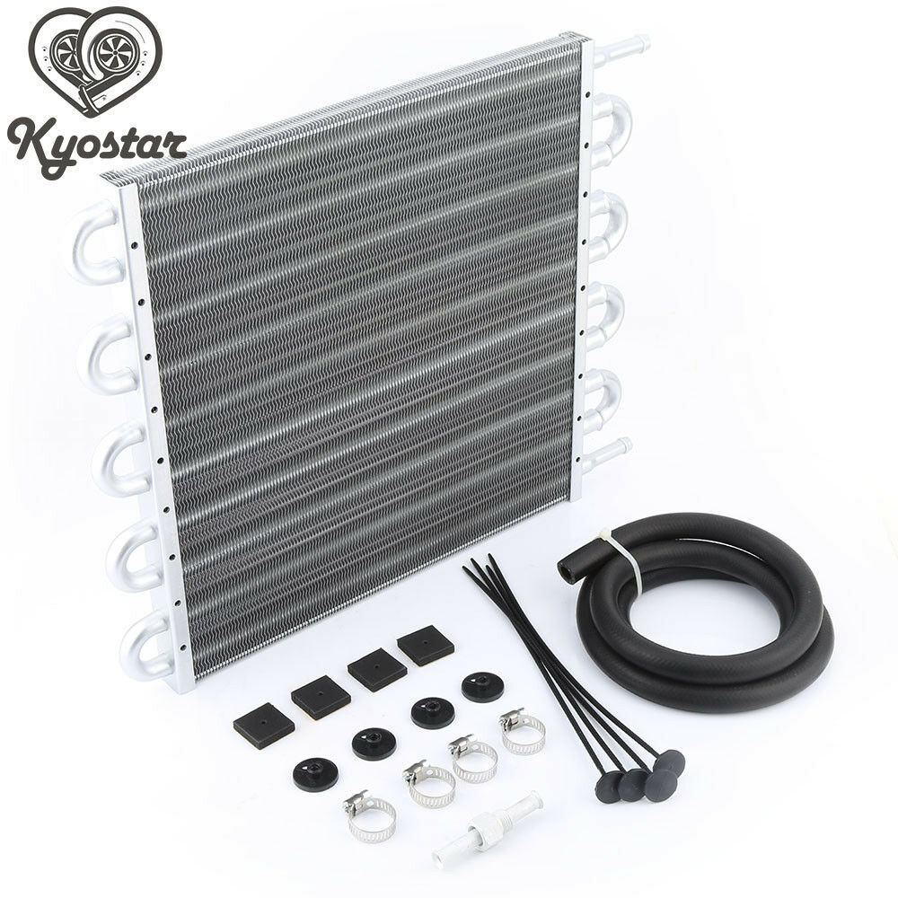10 Row 6 AN Universal Aluminum Racing Engine Transmission Oil Cooler Kit Silver