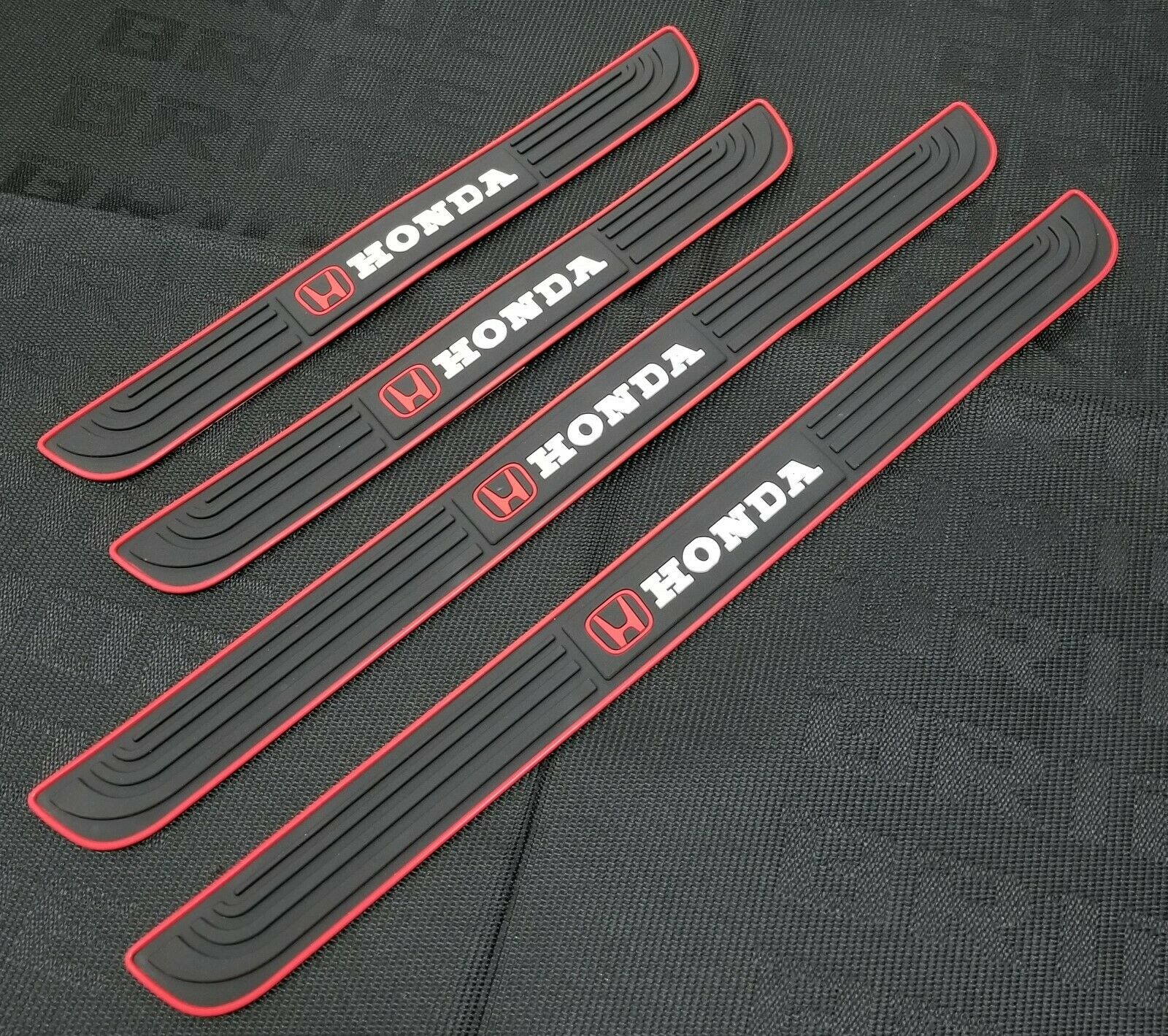 4PCS Honda Black Rubber Car Door Scuff Sill Cover Panel Step Protector For Honda