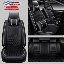 Car Seat Covers Top PU Leather Front & Rear Full Set Universal for 5-Seats Cars