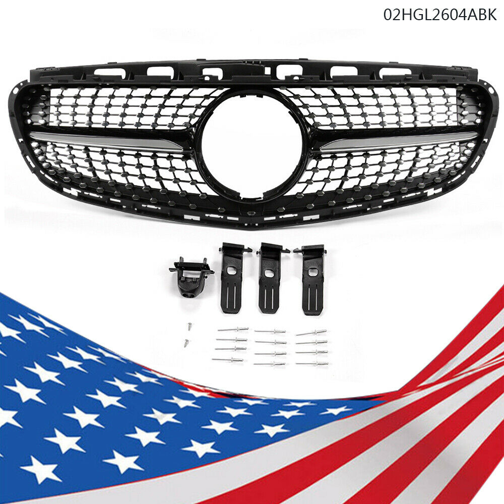For 2014-2016 Mercedes Benz W212 E200 E250 E350 Diamond Design Grille Grill