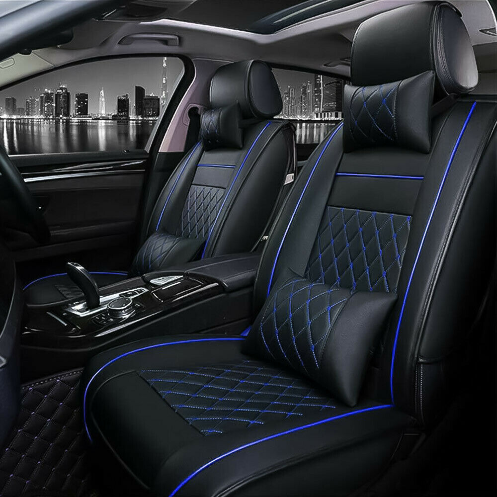 PU Leather 5-Seats Car Seat Covers Front Rear Comfort Waterproof Protect Deluxe