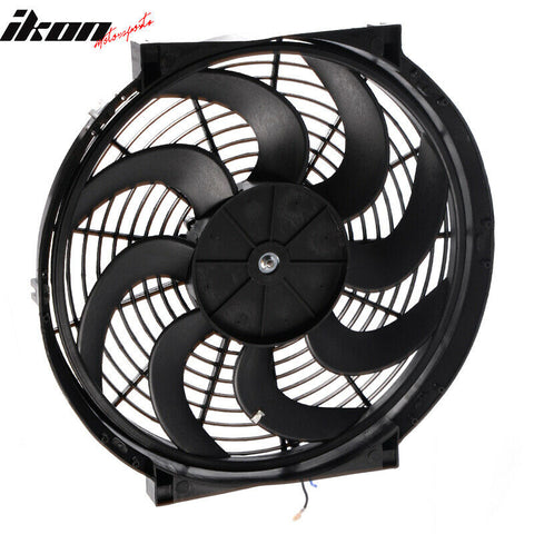 Universal 14 in Pull Push Racing Radiator Engine Cooling Fan W/ Mount Kit Black