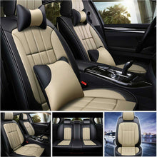 Deluxe PU leather Car SUV Seat Cover Full Set Front+Rear Cushion 5-Seats +Pillow