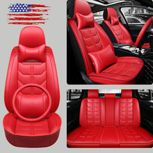 Car Seat Covers Top PU Leather Front & Rear Full Set Universal for 5-Seats Cars