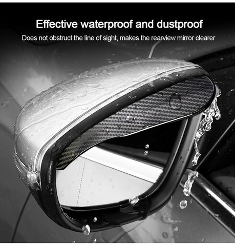 Two Piece Carbon Fiber Black Mirror Rain Visor Guard For Nissan Models