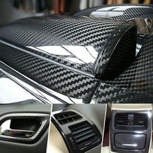 7D Accessories Glossy Carbon Fiber Vinyl Film Car Interior Wrap Stickers Black