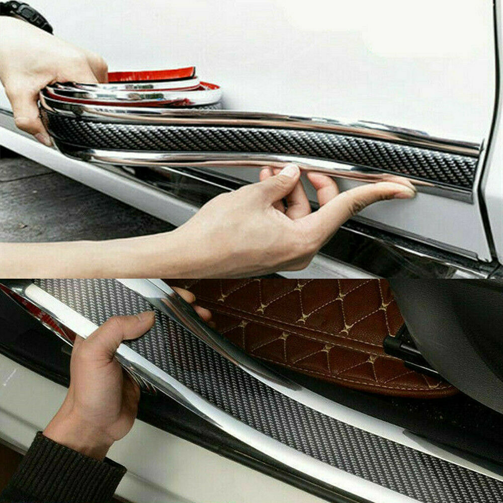 5D Carbon Fiber Vinyl Car Door Sill Scuff Protector Anti Scratch Sticker