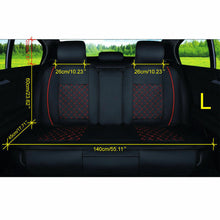 PU Leather Car Seat Cover Mat Rear+Front Black W/ Red Size L for 5 Seats Auto