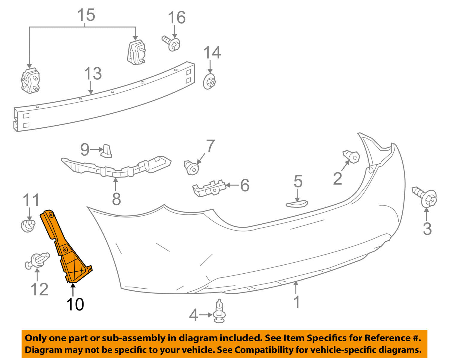 TOYOTA OEM 14-18 Corolla Rear Bumper-Side Seal Left 5259202261