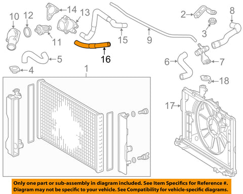 TOYOTA OEM 14-16 Corolla 1.8L-L4 Radiator-Bypass Hose 162670T210