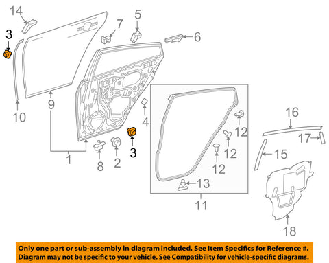 TOYOTA OEM 2018 Camry Rear Door-Door Shell Plug 9095001956