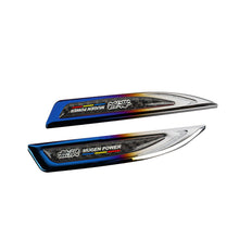 2x Mugen Burnt Blue Metal Carbon Fiber Emblem Car Trunk Side Wing Fenders Badge