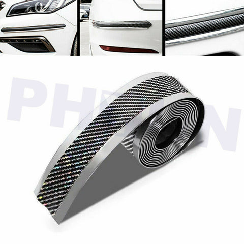 Car Sticker Rubber Protector Door Sill Side Skirt Bumper Strip Carbon&Laser Look