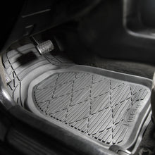 Leatherette Seat Cushion Bucket Covers Pair Brown w/ Gray Floor Mats For Car