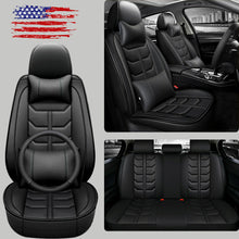 Car Seat Covers Top PU Leather Front & Rear Full Set Universal for 5-Seats Cars
