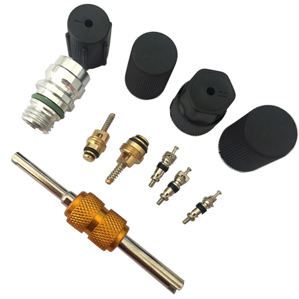 R134a Air Conditioning Car Valve Core A/C System Caps Service Remover Kit 4X