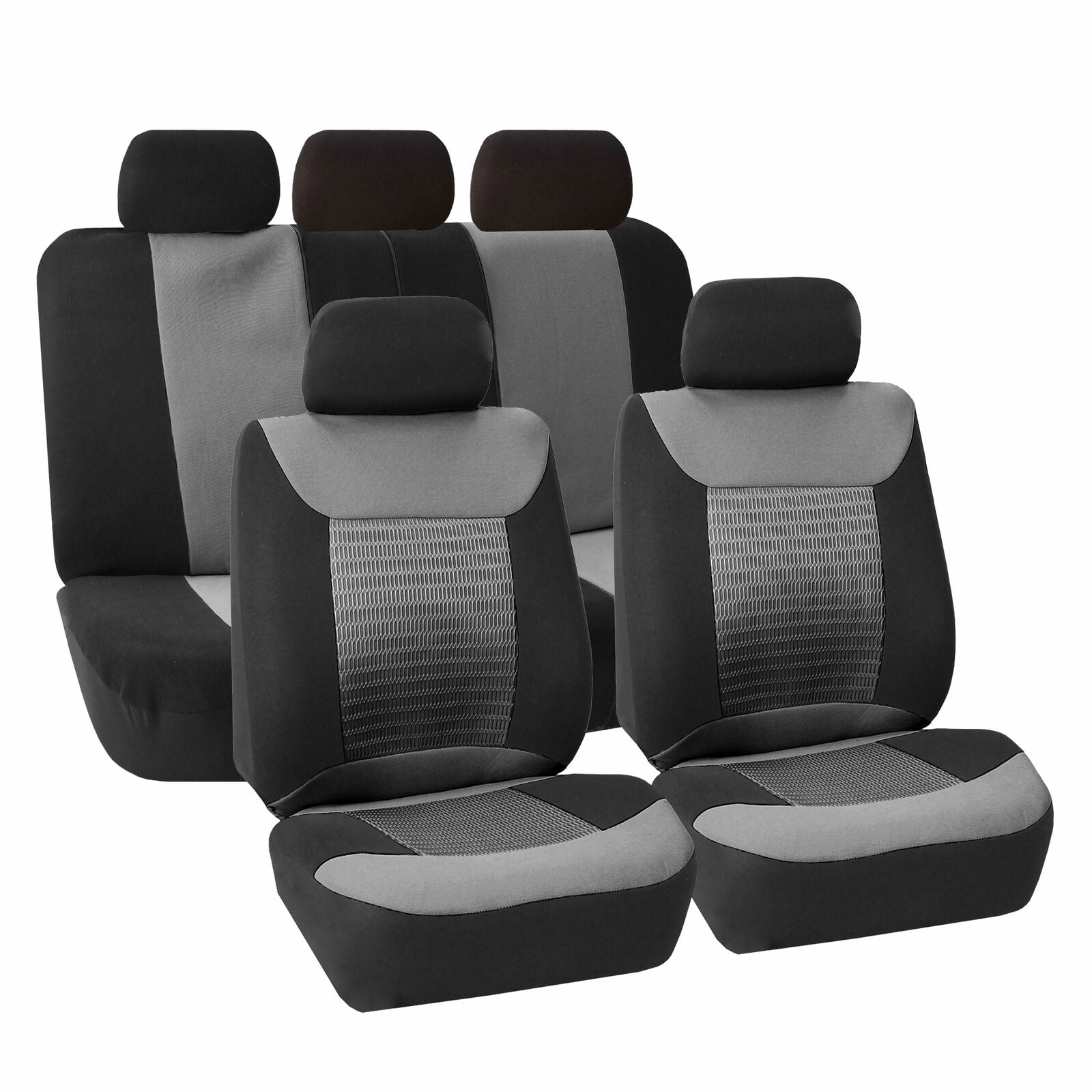 Seat Covers Premium Fabrics Universal Fitment Gray Black For Auto Car SUV Van