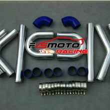 Universal 2.5" 64mm Aluminum Intercooler Turbo Piping pipe Kit + Blue hose kits