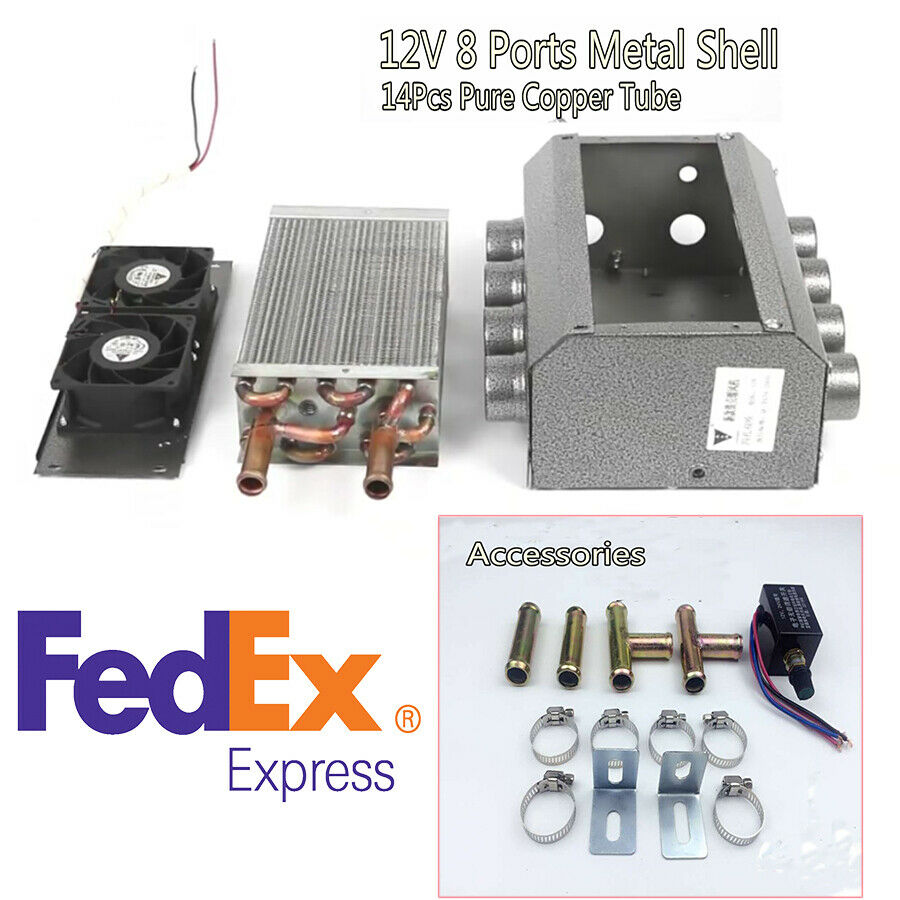 USA Shipping Dual Sides 12V 8 Ports 14 Pass All Copper Coil Heater For Car Truck