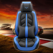 11pc Black+Blue Leather Car Truck Seat Cover 5-Seats Protector Universal Cushion