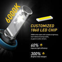 Pair AUXITO 2-Side H11 LED Headlight Kit 80W 9000LM Low Beam Bulb 6500K White B1