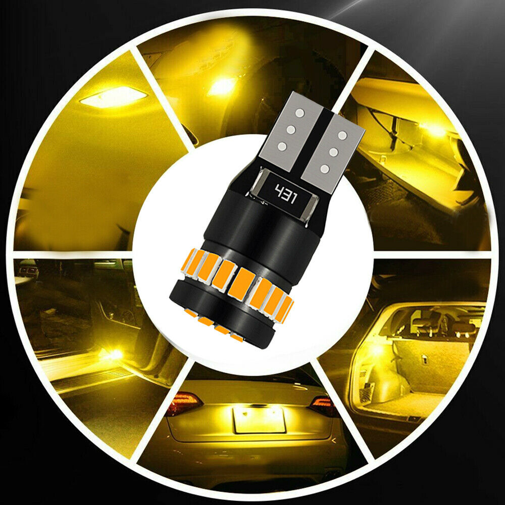 4x Amber Yellow T10 194 168 158 3014 LED Car SUV Side Marker Parking Light Bulbs