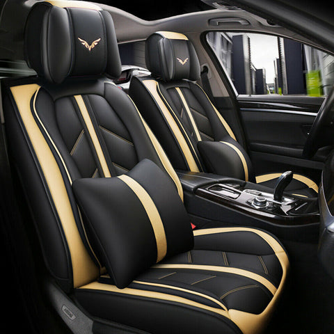 11pcs Luxury Leather Car Truck Seat Cover 5-Seats Protector Universal Cushion