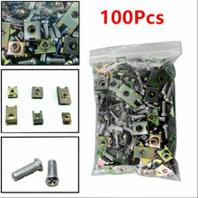 100 * Car Body Door Panel Fender Fastener Screw U Type Gasket Metal Fixed Clips