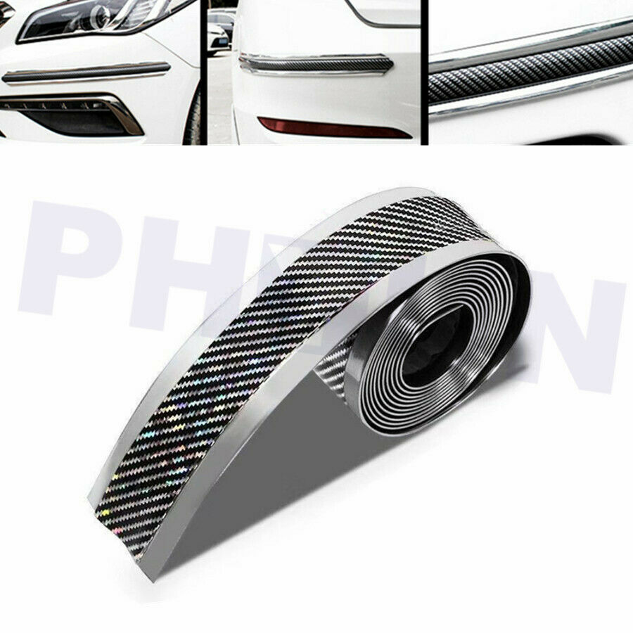 Car Sticker Rubber Protector Door Sill Side Skirt Bumper Strip Carbon&Laser Look