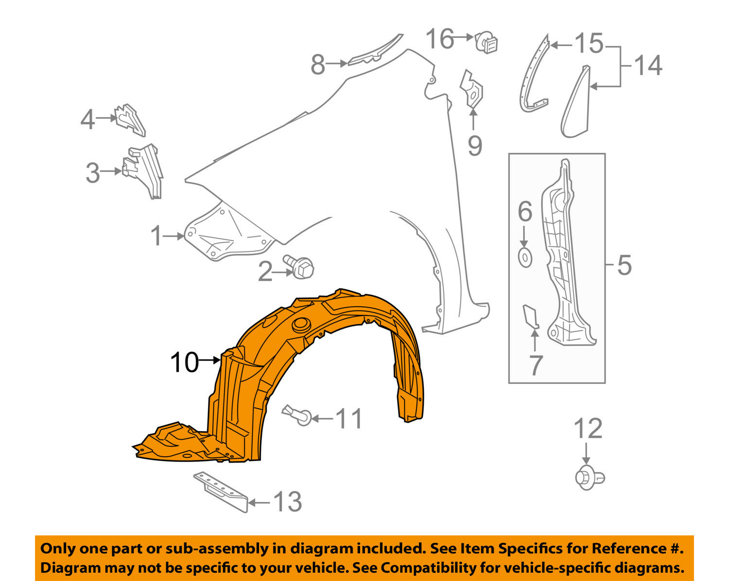 TOYOTA OEM 17-18 Corolla-Fender Liner Left 5387602660