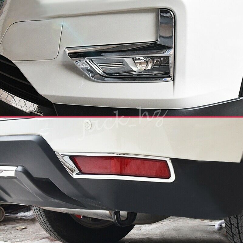 Chrome Front & Rear Fog Light Cover Trims For 2017-2020 Nissan Rogue X-Trail