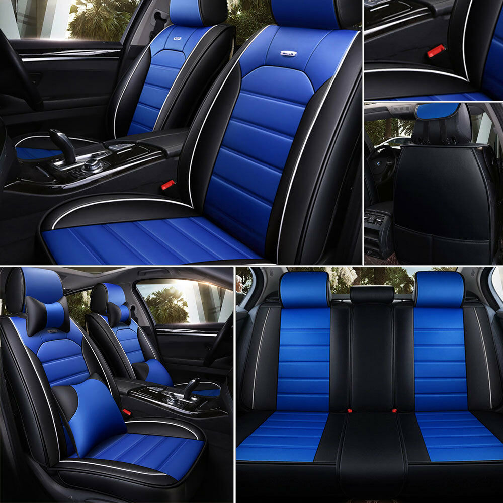 5D Car Seat Covers PU Leather Front Rear Set Universal Car Accessories Interior