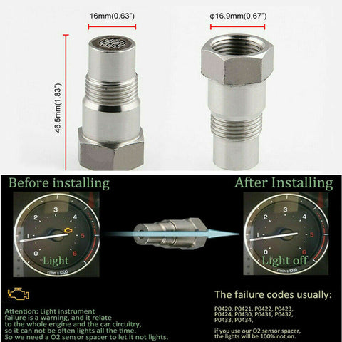 Car CEL Fix Check Engine Light Eliminator Adapter - Oxygen O2 Sensor M18X1.5mm