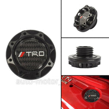 JDM TRD CARBON FIBER Sticker with ALUMNIUM BLACK Billet Engine Oil FILLER Cap