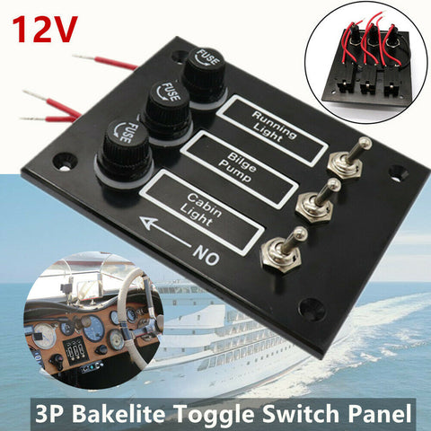 1*3 Gang Fused Switch Panel For Car Marine Rv's ATVs 12 Volt Toggle Switch Panel