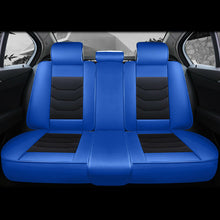 Universal 5-Seats Car Seat Cover Cushon Black+Blue PU-Leather Protector Interior