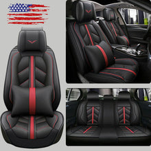 Newest 5-Seats Car Seat Covers PU-Leather Front + Rear Surround Protectors Black